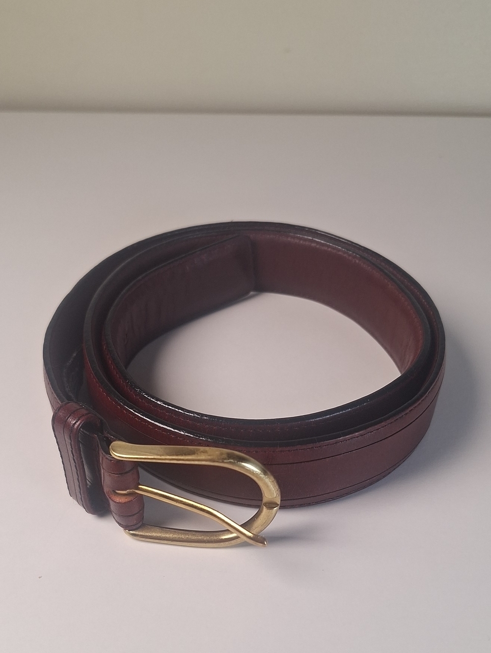 Brighton Vintagr Club Harness Leather Belt with Brass Horseshoe Buckle Size 32
